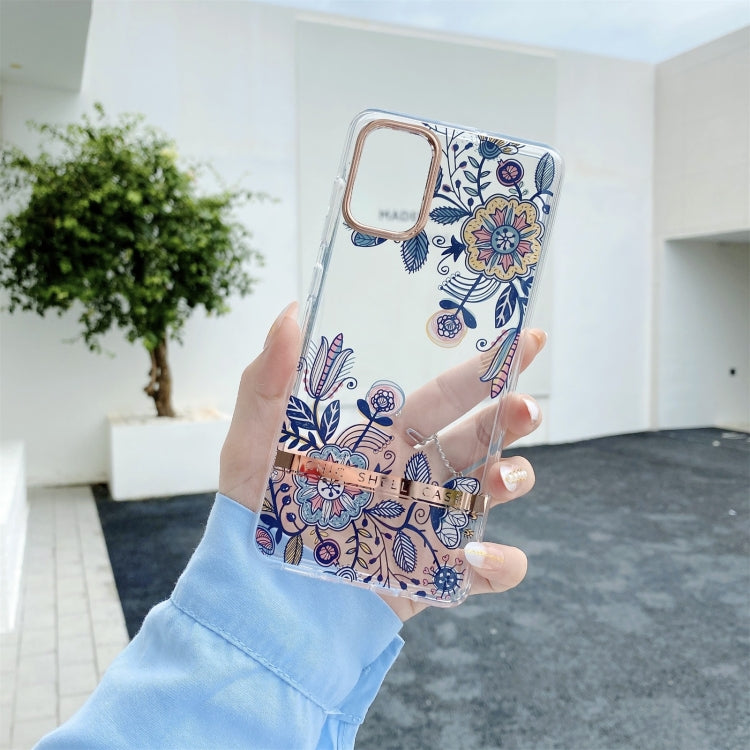 For Samsung Galaxy A12 Translucent Plating Flower Phone Case(Po-phase Flowers) by buy2fix
