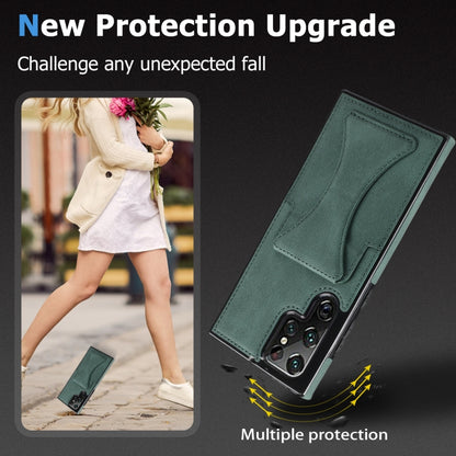 For Samsung Galaxy S22 Ultra 5G Ultra-thin Shockproof Phone Case with Holder(Green) - Galaxy S22 Ultra 5G Cases by buy2fix | Online Shopping UK | buy2fix