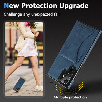 For Samsung Galaxy S22 Ultra 5G Ultra-thin Shockproof Phone Case with Holder(Blue) - Galaxy S22 Ultra 5G Cases by buy2fix | Online Shopping UK | buy2fix