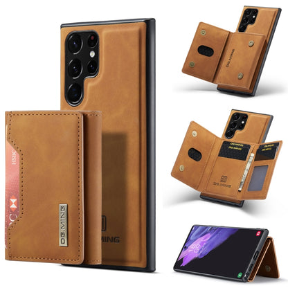 For Samsung Galaxy S22 Ultra 5G DG.MING M2 Series 3-Fold Multi Card Bag Back Cover Phone Case(Brown) - Galaxy S22 Ultra 5G Cases by DG.MING | Online Shopping UK | buy2fix