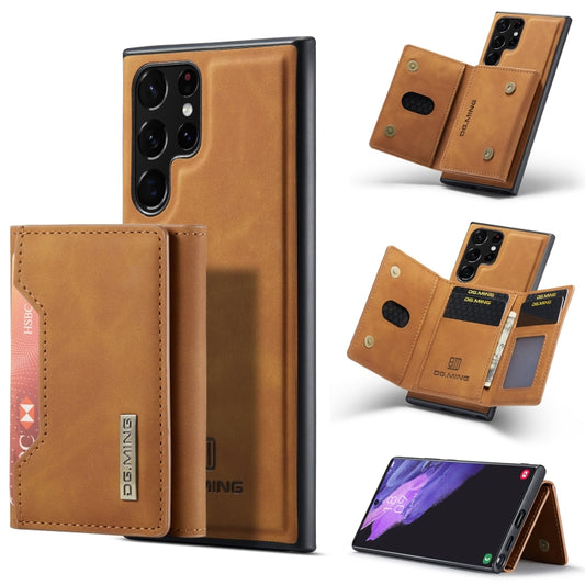 For Samsung Galaxy S22 Ultra 5G DG.MING M2 Series 3-Fold Multi Card Bag Back Cover Phone Case(Brown) - Galaxy S22 Ultra 5G Cases by DG.MING | Online Shopping UK | buy2fix