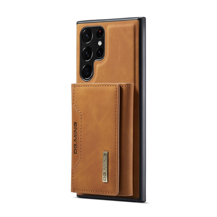 For Samsung Galaxy S22 Ultra 5G DG.MING M2 Series 3-Fold Multi Card Bag Back Cover Phone Case(Brown) - Galaxy S22 Ultra 5G Cases by DG.MING | Online Shopping UK | buy2fix