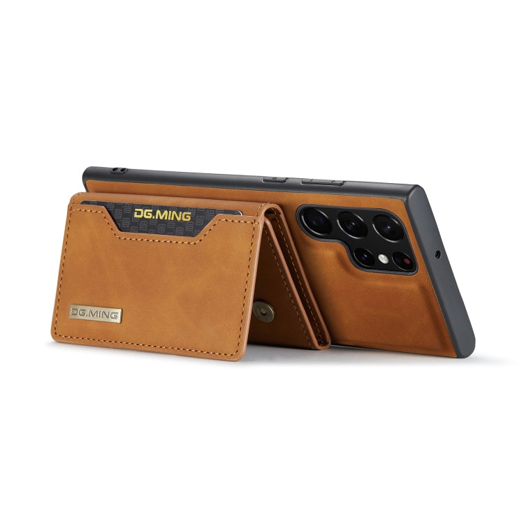For Samsung Galaxy S22 Ultra 5G DG.MING M2 Series 3-Fold Multi Card Bag Back Cover Phone Case(Brown) - Galaxy S22 Ultra 5G Cases by DG.MING | Online Shopping UK | buy2fix