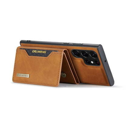 For Samsung Galaxy S22 Ultra 5G DG.MING M2 Series 3-Fold Multi Card Bag Back Cover Phone Case(Brown) - Galaxy S22 Ultra 5G Cases by DG.MING | Online Shopping UK | buy2fix