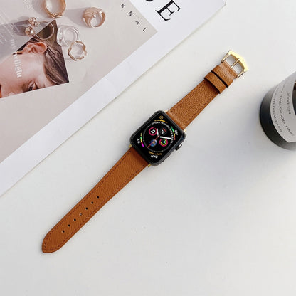 Leather Strap For Apple Watch Series 9&8&7 41mm / SE 3&SE 2&6&SE&5&4 40mm / 3&2&1 38mm(Brown) by buy2fix