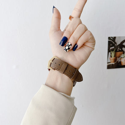 Leather Strap For Apple Watch Series 9&8&7 41mm / SE 3&SE 2&6&SE&5&4 40mm / 3&2&1 38mm(Brown) by buy2fix