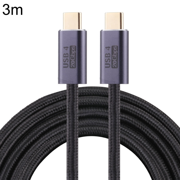 20Gbps USB 4 USB-C / Type-C Male to USB-C / Type-C Male Braided Data Cable, Cable Length:3m(Black) - Cable & Adapters by buy2fix | Online Shopping UK | buy2fix