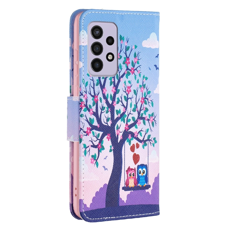 For Samsung Galaxy A33 5G Colored Drawing Leather Phone Case(Owl) by buy2fix