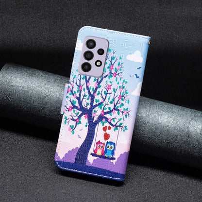 For Samsung Galaxy A33 5G Colored Drawing Leather Phone Case(Owl) by buy2fix