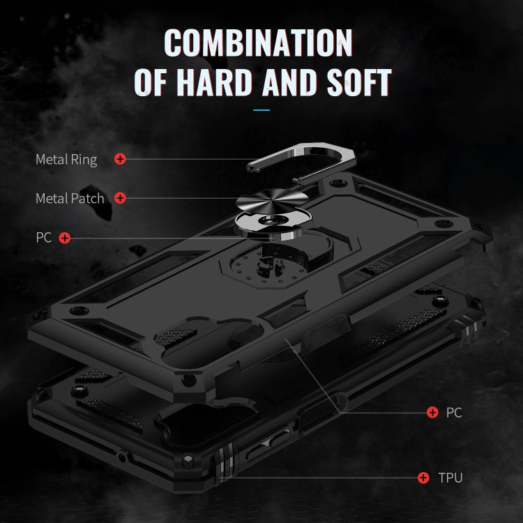 For Samsung Galaxy A13 4G Shockproof TPU + PC Phone Case with Holder(Black) by buy2fix