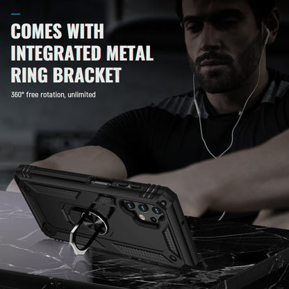 For Samsung Galaxy A13 4G Shockproof TPU + PC Phone Case with Holder(Black) by buy2fix