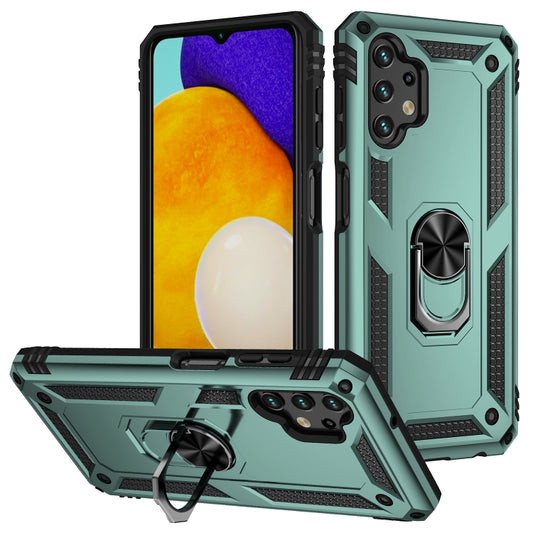For Samsung Galaxy A13 4G Shockproof TPU + PC Phone Case with Holder(Dark Green) - Galaxy Phone Cases by buy2fix | Online Shopping UK | buy2fix