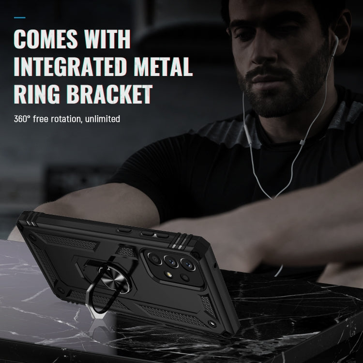 For Samsung Galaxy A73 5G Shockproof TPU + PC Phone Case with Holder(Black) by buy2fix