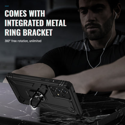 For Samsung Galaxy A73 5G Shockproof TPU + PC Phone Case with Holder(Black) by buy2fix