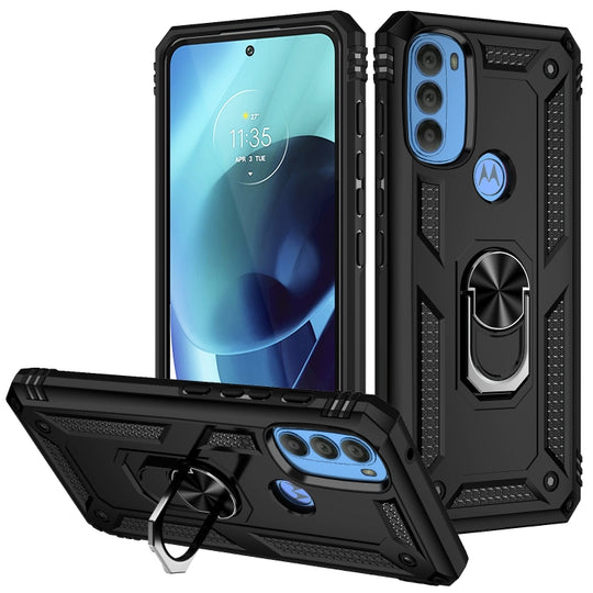 Pour Motorola Moto G71 5G Étui de téléphone TPU + PC antichoc avec support (noir)