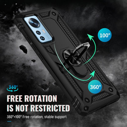 For Xiaomi 12 Shockproof TPU + PC Phone Case with Holder(Black) by buy2fix