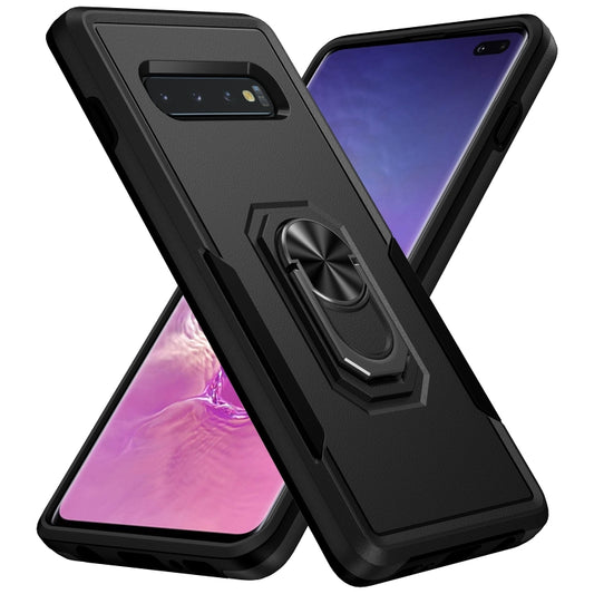 For Samsung Galaxy S10+ Pioneer Armor Heavy Duty PC + TPU Holder Phone Case(Black) - Galaxy Phone Cases by buy2fix | Online Shopping UK | buy2fix
