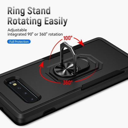 For Samsung Galaxy S10+ Pioneer Armor Heavy Duty PC + TPU Holder Phone Case(Black) - Galaxy Phone Cases by buy2fix | Online Shopping UK | buy2fix