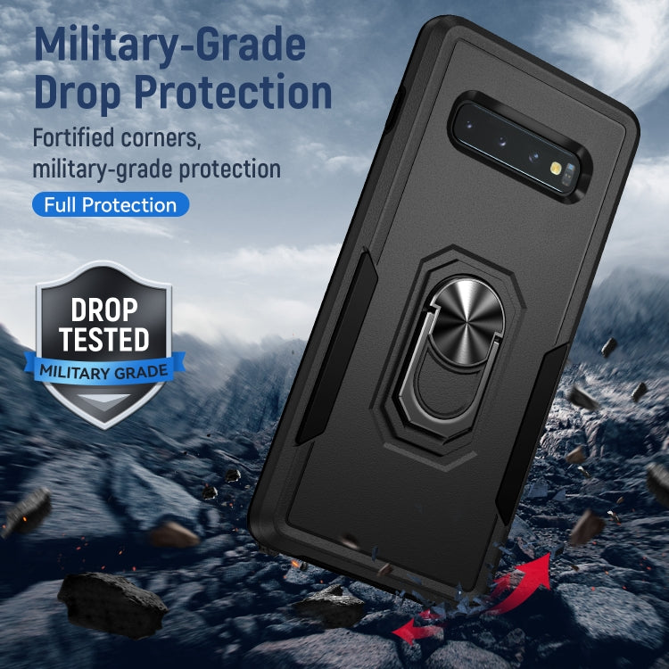 For Samsung Galaxy S10+ Pioneer Armor Heavy Duty PC + TPU Holder Phone Case(Black) - Galaxy Phone Cases by buy2fix | Online Shopping UK | buy2fix