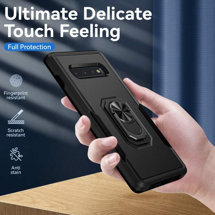 For Samsung Galaxy S10+ Pioneer Armor Heavy Duty PC + TPU Holder Phone Case(Black) - Galaxy Phone Cases by buy2fix | Online Shopping UK | buy2fix