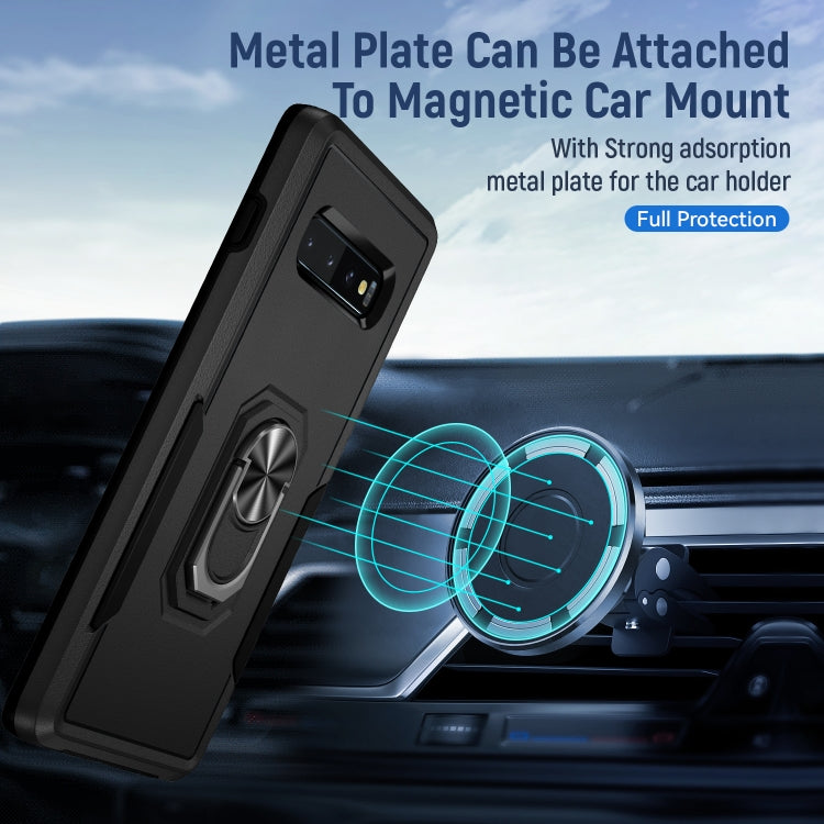 For Samsung Galaxy S10+ Pioneer Armor Heavy Duty PC + TPU Holder Phone Case(Black) - Galaxy Phone Cases by buy2fix | Online Shopping UK | buy2fix