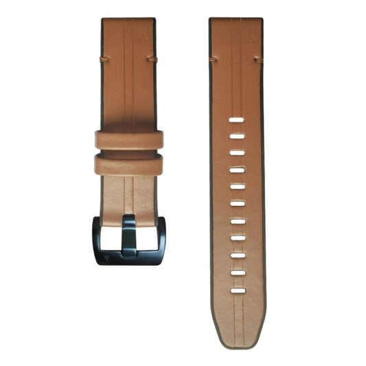 For Garmin Fenix 7 Silicone + Leather Quick Release Watch Band(Brown) - Watch Bands by buy2fix | Online Shopping UK | buy2fix