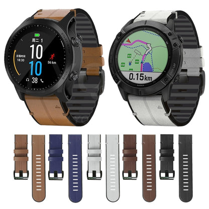 For Garmin Fenix 7X Silicone + Leather Quick Release Watch Band(Coffee) - Watch Bands by buy2fix | Online Shopping UK | buy2fix