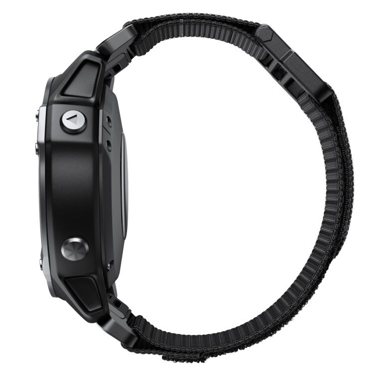 For Garmin Fenix 7X Hook And Loop Fastener Nylon Watch Band(Black) by buy2fix