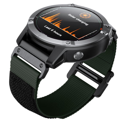 For Garmin Fenix 7X Hook And Loop Fastener Nylon Watch Band(Army Green) - Watch Bands by buy2fix | Online Shopping UK | buy2fix
