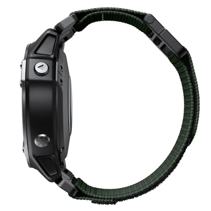 For Garmin Fenix 7X Hook And Loop Fastener Nylon Watch Band(Army Green) - Watch Bands by buy2fix | Online Shopping UK | buy2fix