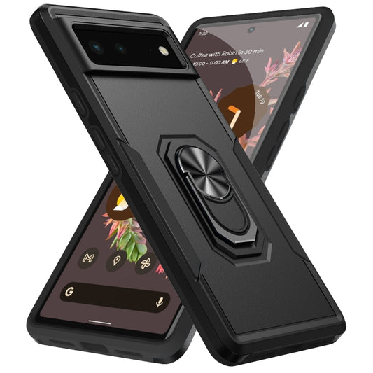 For Google Pixel 6 Pioneer Armor Heavy Duty PC + TPU Holder Phone Case(Black) - Google Cases by buy2fix | Online Shopping UK | buy2fix