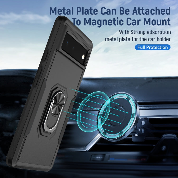 For Google Pixel 6 Pioneer Armor Heavy Duty PC + TPU Holder Phone Case(Black) - Google Cases by buy2fix | Online Shopping UK | buy2fix