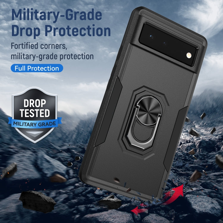 For Google Pixel 6 Pioneer Armor Heavy Duty PC + TPU Holder Phone Case(Black) - Google Cases by buy2fix | Online Shopping UK | buy2fix
