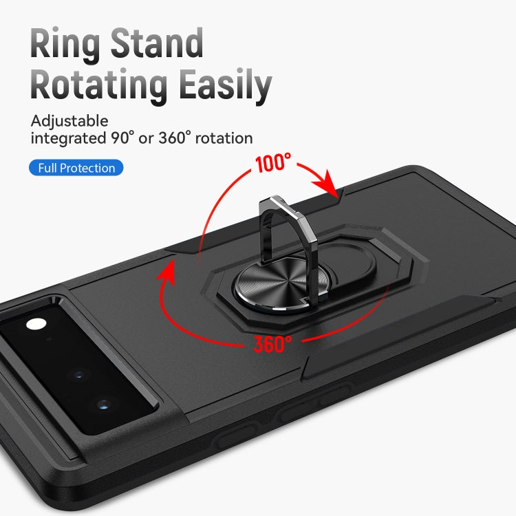 For Google Pixel 6 Pioneer Armor Heavy Duty PC + TPU Holder Phone Case(Black) - Google Cases by buy2fix | Online Shopping UK | buy2fix