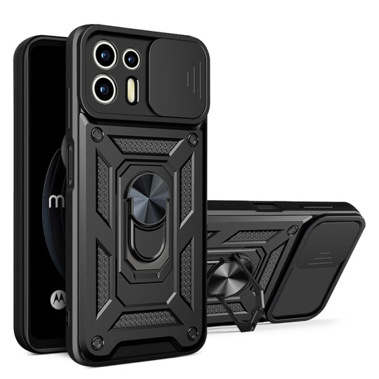 For Motorola Edge 20 Lite Sliding Camera Cover TPU+PC Phone Case(Black)