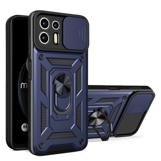 For Motorola Edge 20 Lite Sliding Camera Cover TPU+PC Phone Case(Blue) - Motorola Cases by buy2fix | Online Shopping UK | buy2fix