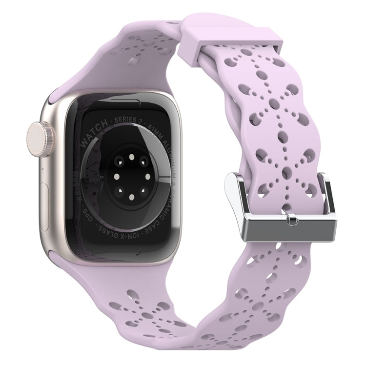 Lace Silicone Watch Band For Apple Watch Ultra 49mm&Watch Ultra 2 49mm / Series 9&8&7 45mm / SE 3&SE 2&6&SE&5&4 44mm / 3&2&1 42mm(Purple) by buy2fix