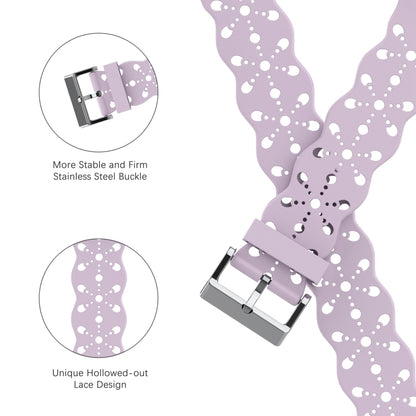 Lace Silicone Watch Band For Apple Watch Ultra 49mm&Watch Ultra 2 49mm / Series 9&8&7 45mm / SE 3&SE 2&6&SE&5&4 44mm / 3&2&1 42mm(Purple) by buy2fix