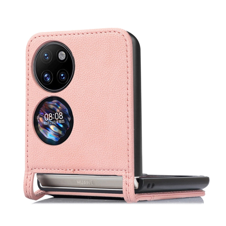 For Huawei P50 Pocket Lambskin Texture Card Folding Phone Case(Pink) - Huawei Cases by buy2fix | Online Shopping UK | buy2fix