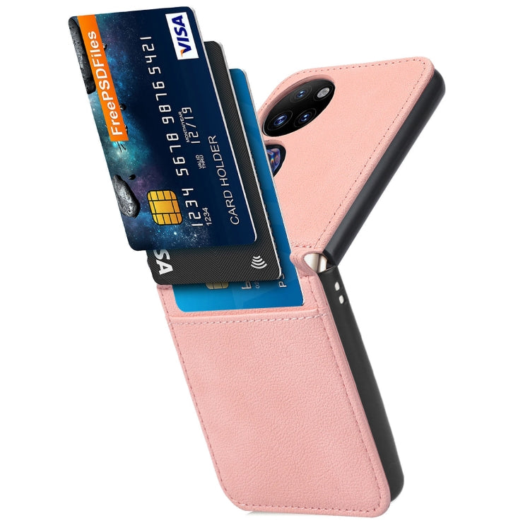 For Huawei P50 Pocket Lambskin Texture Card Folding Phone Case(Pink) - Huawei Cases by buy2fix | Online Shopping UK | buy2fix