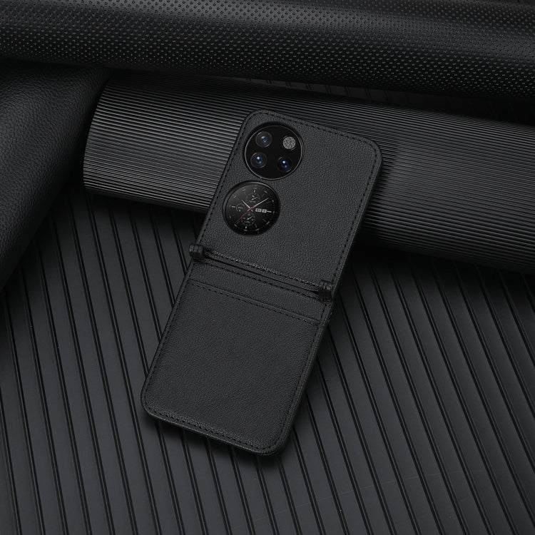 For Huawei P50 Pocket Lambskin Texture Card Folding Phone Case(Black) - Huawei Cases by buy2fix | Online Shopping UK | buy2fix