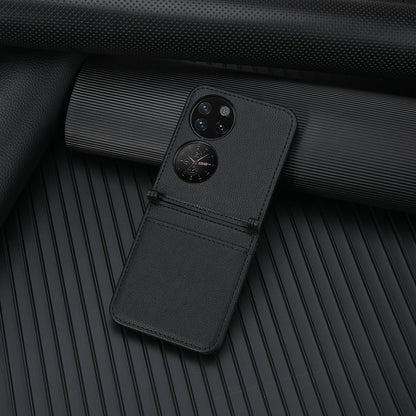 For Huawei P50 Pocket Lambskin Texture Card Folding Phone Case(Black) - Huawei Cases by buy2fix | Online Shopping UK | buy2fix