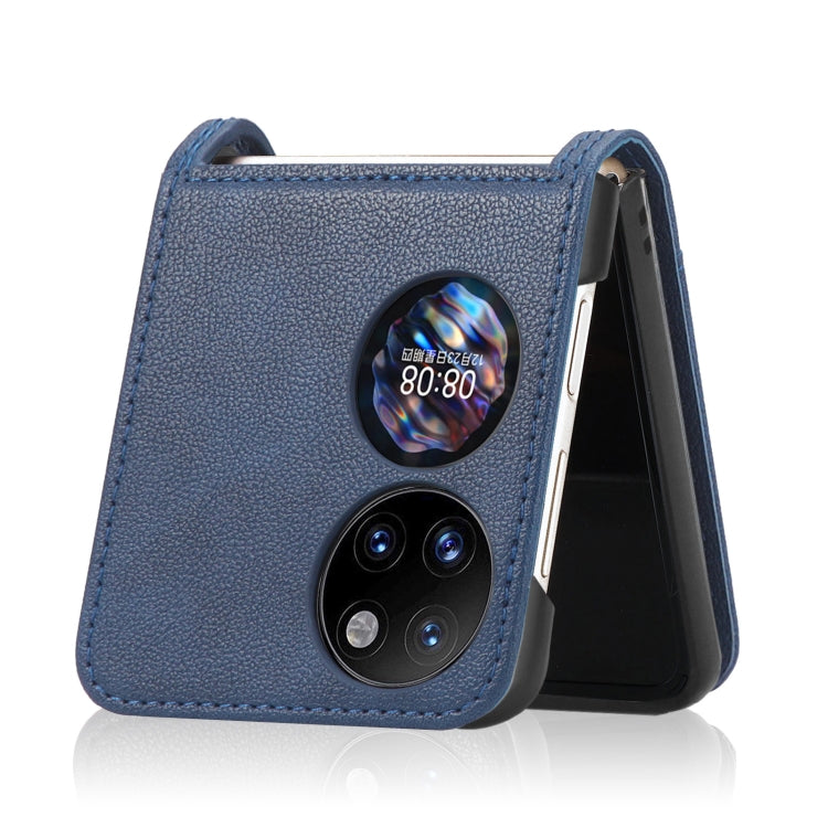 For Huawei P50 Pocket Lambskin Texture Card Folding Phone Case(Blue) - Huawei Cases by buy2fix | Online Shopping UK | buy2fix