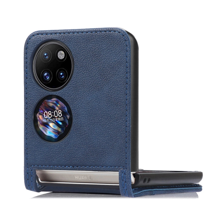 For Huawei P50 Pocket Lambskin Texture Card Folding Phone Case(Blue) - Huawei Cases by buy2fix | Online Shopping UK | buy2fix
