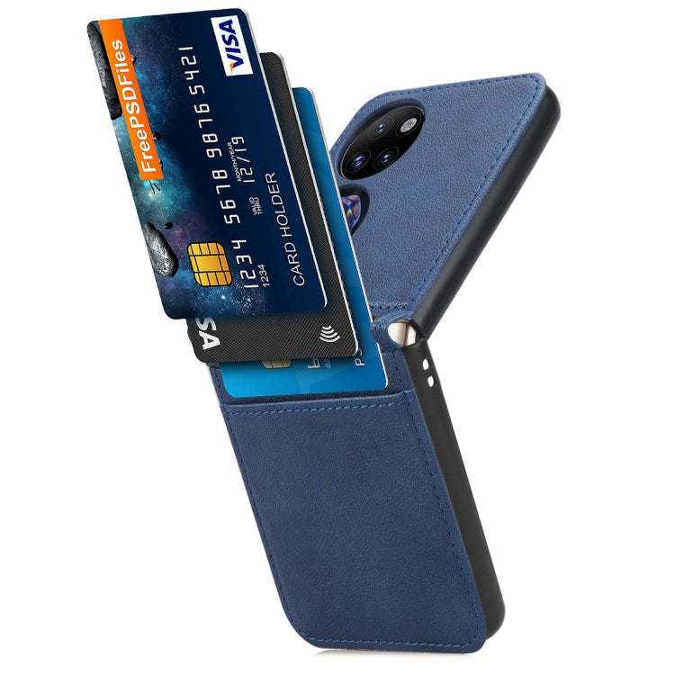 For Huawei P50 Pocket Lambskin Texture Card Folding Phone Case(Blue) - Huawei Cases by buy2fix | Online Shopping UK | buy2fix