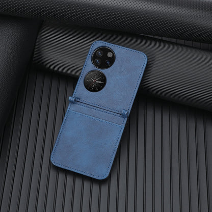 For Huawei P50 Pocket Lambskin Texture Card Folding Phone Case(Blue) - Huawei Cases by buy2fix | Online Shopping UK | buy2fix