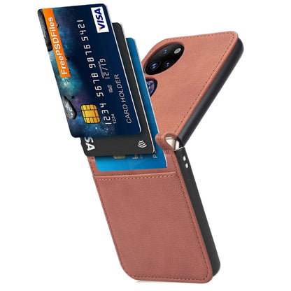 For Huawei P50 Pocket Lambskin Texture Card Folding Phone Case(Brown) - Huawei Cases by buy2fix | Online Shopping UK | buy2fix