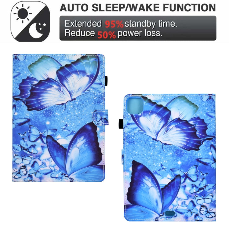 For iPad Pro 11 2022 / 2021 / 2020 Sewing Pen Slot Leather Tablet Case(Butterflies) - iPad Pro 11 (2022/2021) Cases by buy2fix | Online Shopping UK | buy2fix