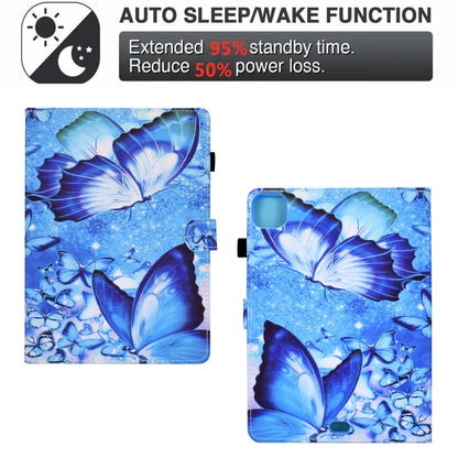 For iPad Pro 11 2022 / 2021 / 2020 Sewing Pen Slot Leather Tablet Case(Butterflies) - iPad Pro 11 (2022/2021) Cases by buy2fix | Online Shopping UK | buy2fix