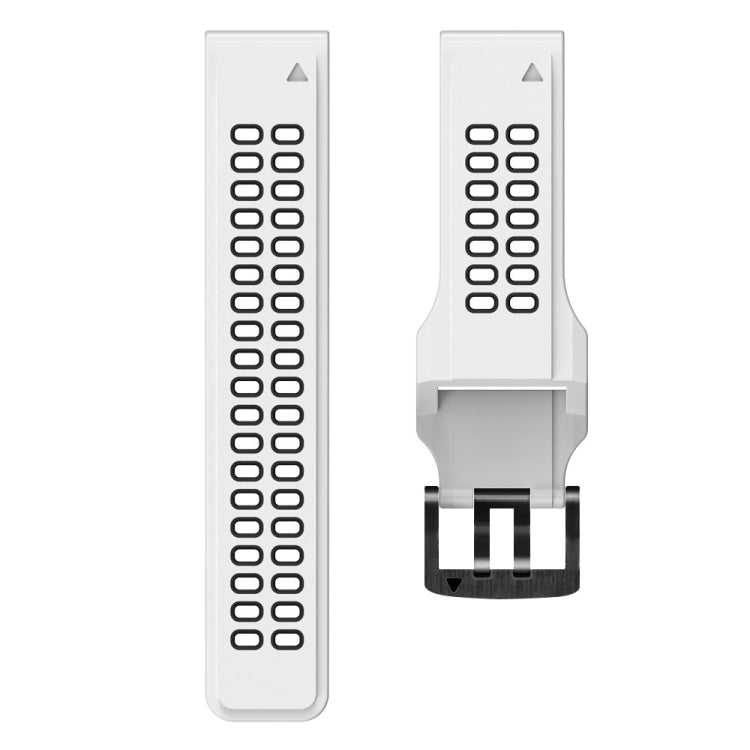 For Garmin Fenix 7 26mm Dual Row Holes Two-color Silicone Watch Band(White Black) - Watch Bands by buy2fix | Online Shopping UK | buy2fix